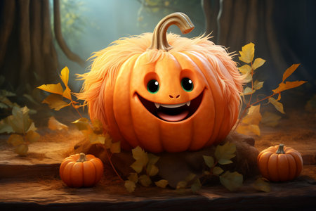 Adorable Pumpkin Character Halloween Day AI.の素材