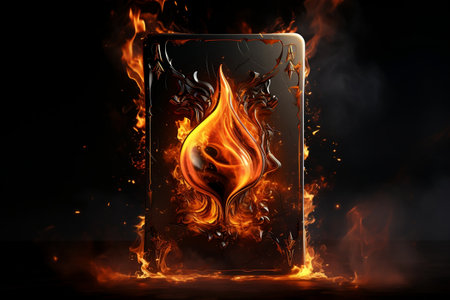 Spades Card Burning on Dark Background. AIの素材