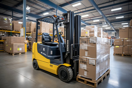 Warehouse Forklift for Efficient Item Movement. AIの素材