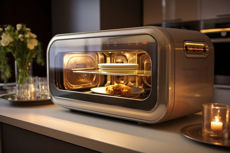 Contemporary Kitchen Microwave Oven. AIの素材