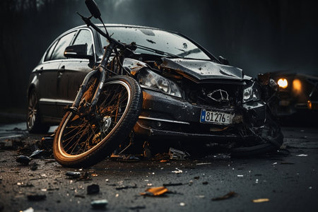 Collision Between Bicycle and Car. AIの素材