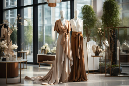 Sophisticated Attire Assortment in Contemporary Boutique. AIの素材