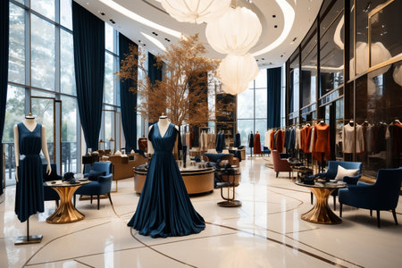 Elegant and Stylish New Interior for a Luxury Clothing Store. AIの素材