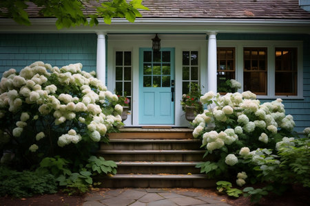 Contemporary Charm: Welcoming Front Door for Your Stylish Cottage. AIの素材