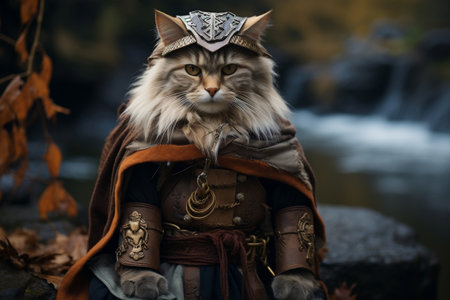 Viking-Attired Cats. AIの素材