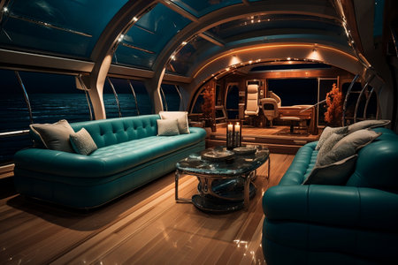 Opulent Yacht Interior Design Catering to Affluent Guests. AIの素材