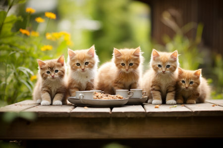 Feeding Time for Kittens. AIの素材