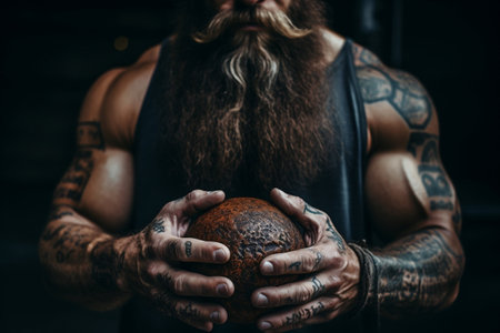 Macro Shot: Man Gripping Kettlebell. AIの素材