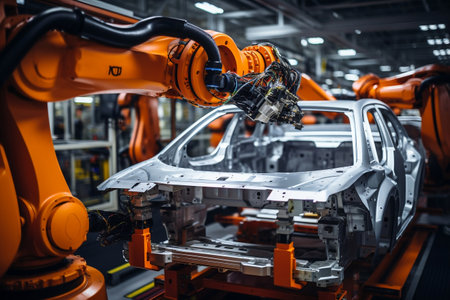 Automated Robotic Assembly and Quality Control Conveyor Line for Motorcycle Manufacturing. AIの素材