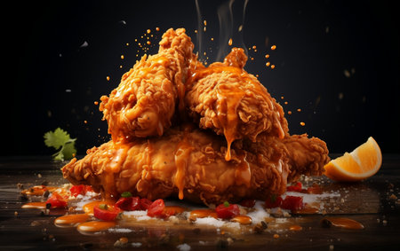 Culinary Temptation: Fried Chicken Poster for Food Lovers.の素材