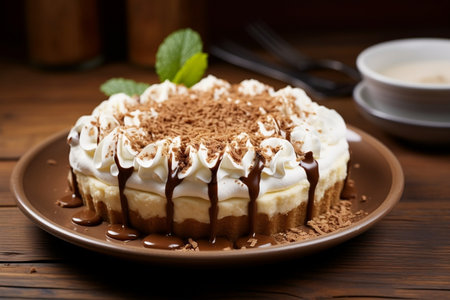 Sweet Delight: A Close-up of Traditional English Banoffee Pie.の素材