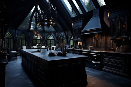 Visual Culinary Space: Contemporary Dark Kitchen.の素材