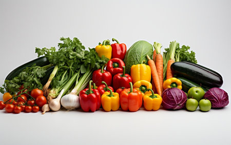Vegetables on White Background - Clean and Fresh.の素材