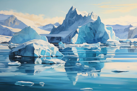 Artistic Vision - Icebergs Afloat in Tranquil Waters.の素材