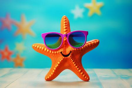 Beach Vibes - Funny Starfish Rocking Sunglasses in Studio.の素材