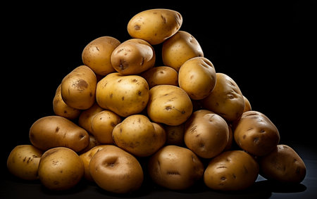 Potato Mountain on Black Backgroundの素材
