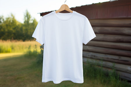 Hanging White T-Shirt Mockup.の素材