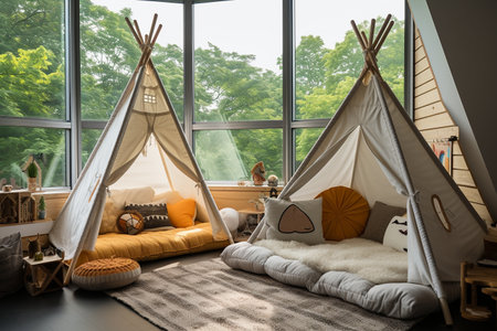 Kids Teepee with Native American Decor.の素材