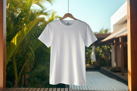 Outdoor White T-Shirt Mockup.の素材