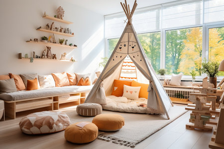 Kids Teepee with Native American Decor.の素材