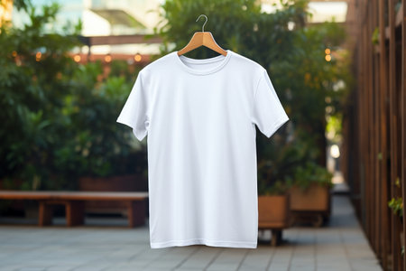 Hanging White T-Shirt Mockup.の素材