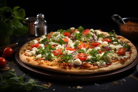 Crispy Flatbread Pizza with Chopped Salad.の素材