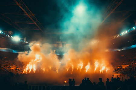 Bright Stadium Arena Lights and Smoke.の素材