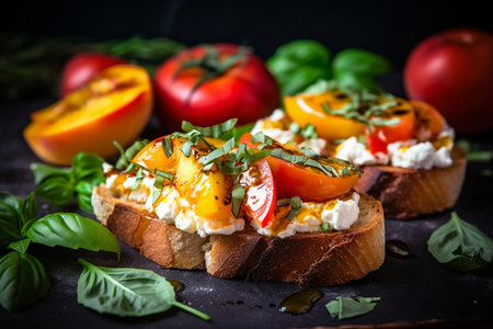 Toasted Bruschetta Sandwiches with Creamの素材