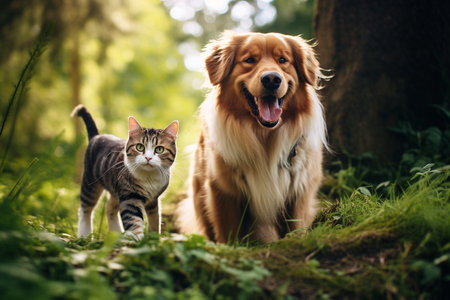 Capturing the Playfulness of a Cat and Dogsの素材