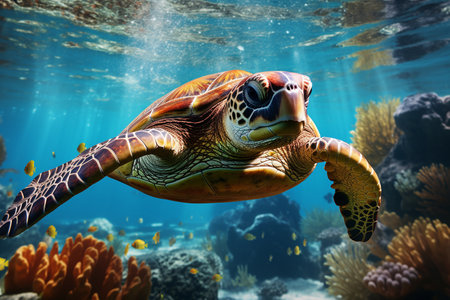 Underwater Wonder: Gorgeous Turtle Portraitの素材
