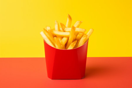 French Fries in a Special Fast Food Yellow Boxの素材