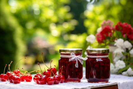 Close-up of Homemade Cherry Jamの素材