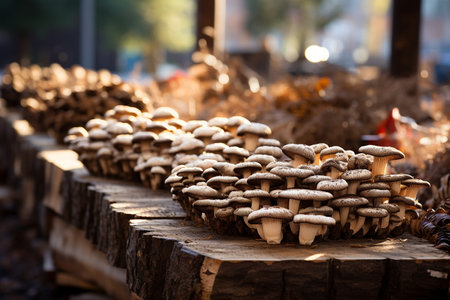 Rows of Fresh and Healthy Mushroomsの素材
