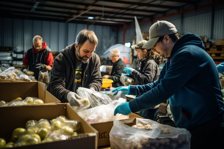 Volunteers Unite to Prepare Food Shipmentの素材