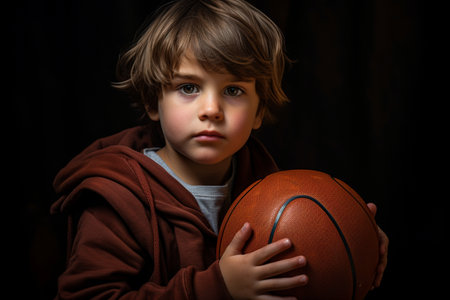 Young Boy's Passion for Basketballの素材