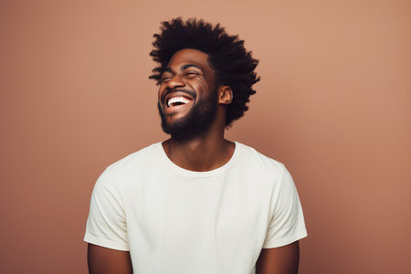 Captivating Joy of an African American Manの素材