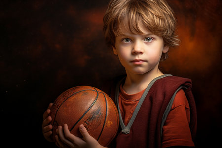 Young Boy's Passion for Basketballの素材