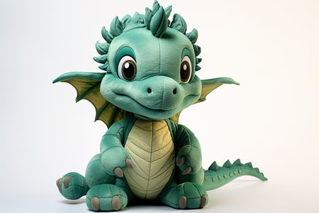 Adorable Dragon Stuffed Toy on a Transparent Background. AIの素材