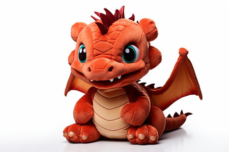 Adorable Dragon Stuffed Toy on a Transparent Background. AIの素材