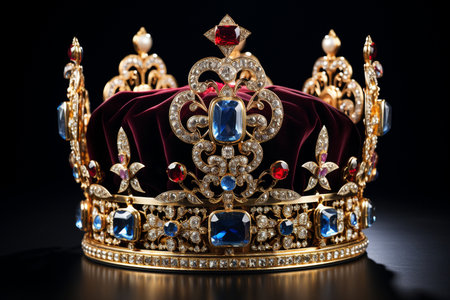 King Crown with Large Jewels Isolated on Transparent Background. AIの素材