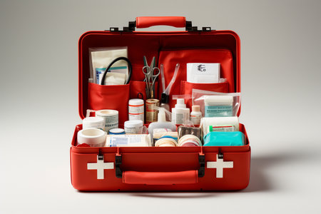 Open First Aid Kit, Front View, Isolated on Transparent Background. AIの素材