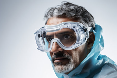 Scientist Wearing Safety Goggles on Transparent Background. AIの素材