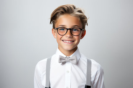 Closeup Happy School Kid with Braces Smiling on Transparent Background. AIの素材