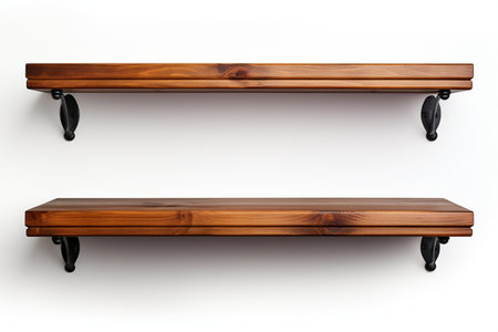 Wooden Shelves with Transparent Background. AIの素材