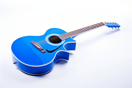 Blue Acoustic Guitar with Transparent Backgroundの素材