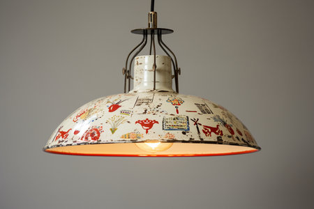 Enamel Pendant Lamp with Transparent Background. AIの素材