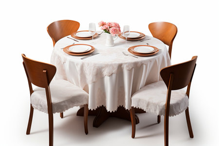 Dining Table with Tablecloth on Transparent Background. AIの素材