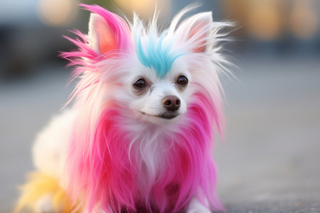 Stylish Grooming for the White Dog with Colored Hairの素材