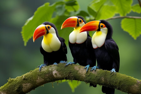 Colorful Harmony: Young Toucans Enjoying the Wildの素材