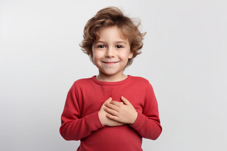 Close-Up Portrait of a Cute and Happy Small Boyの素材